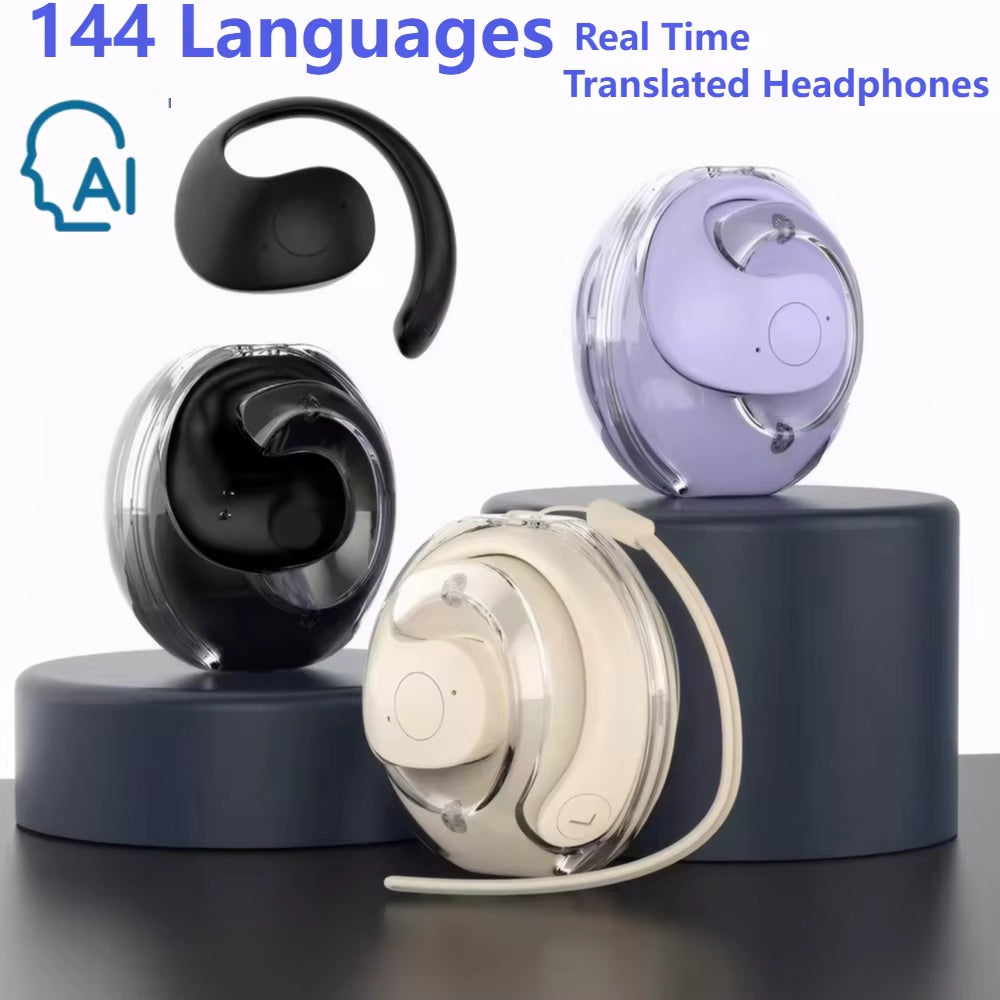 Intelligent Wireless Bluetooth Earbuds with Real-Time Translation in 144 Languages, Waterproof Design, and Smart Voice Technology